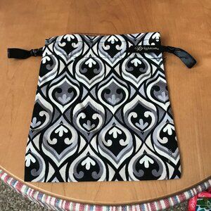 Brighton Black/Gray/Khaki Geometric Jewelry Pouch w/Black Logo Ribbon Drawstring